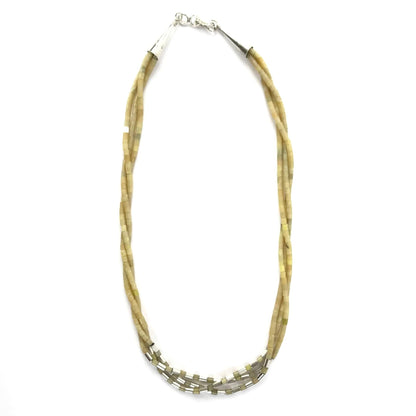 Nick Rosetta 3 Strand Yellow Serpentine Heishi Necklace-Indian Pueblo Store