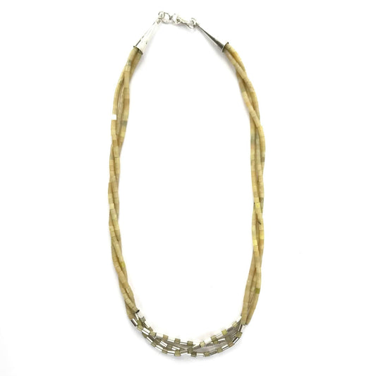 Nick Rosetta 3 Strand Yellow Serpentine Heishi Necklace