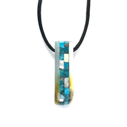 Nick Rosetta Turquoise Mosaic Pendant Necklace-Indian Pueblo Store