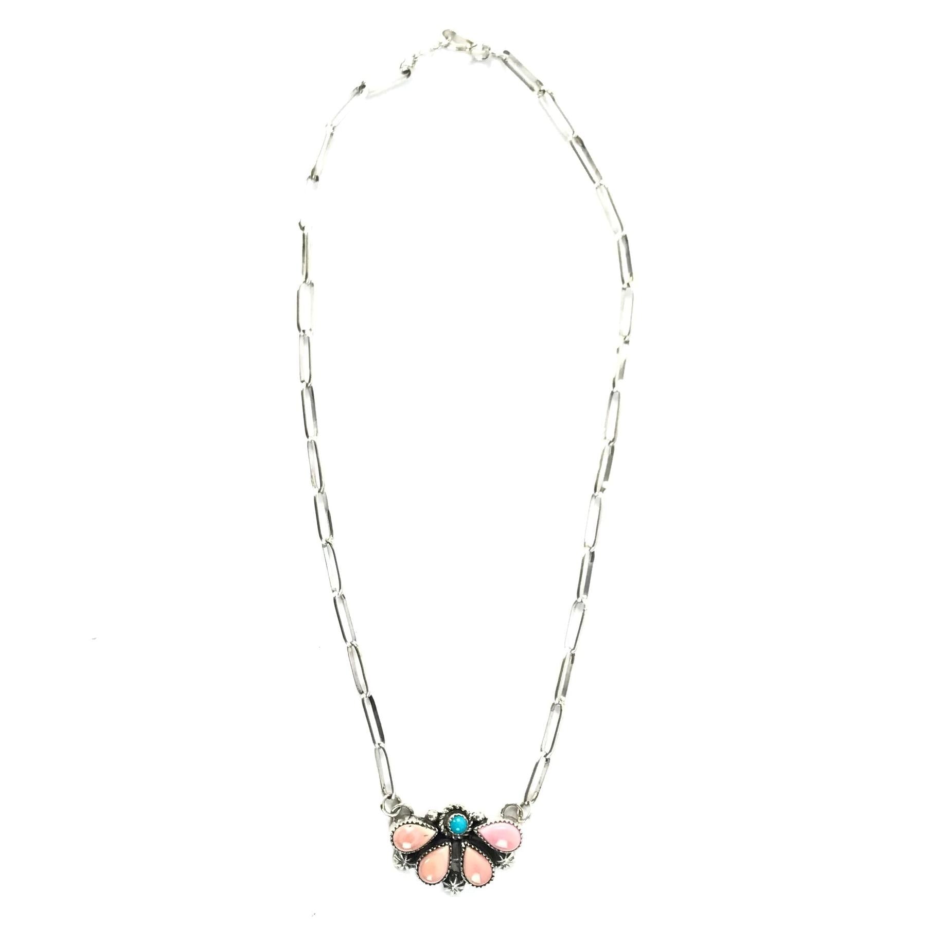 Sandra Parkett Pink Conch Shell Half Cluster Pendant Necklace-Indian Pueblo Store