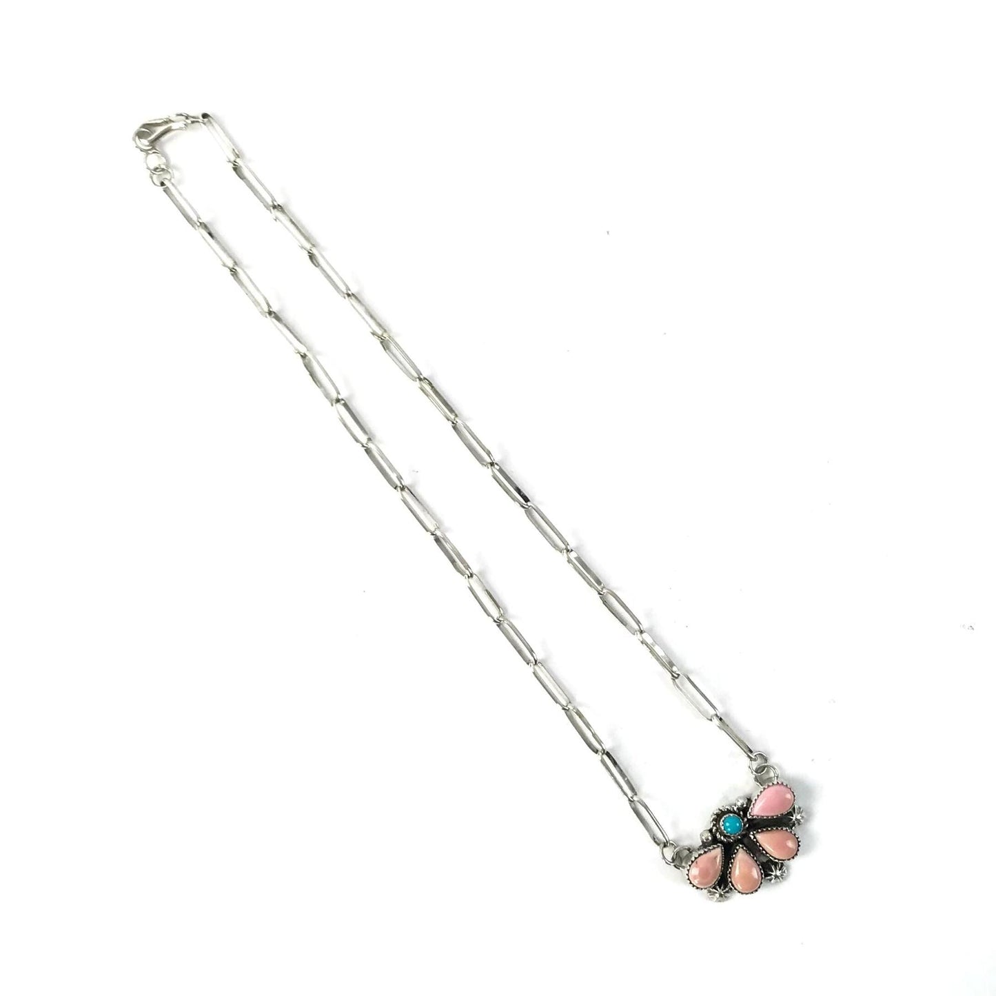 Sandra Parkett Pink Conch Shell Half Cluster Pendant Necklace-Indian Pueblo Store