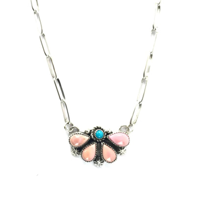 Sandra Parkett Pink Conch Shell Half Cluster Pendant Necklace-Indian Pueblo Store