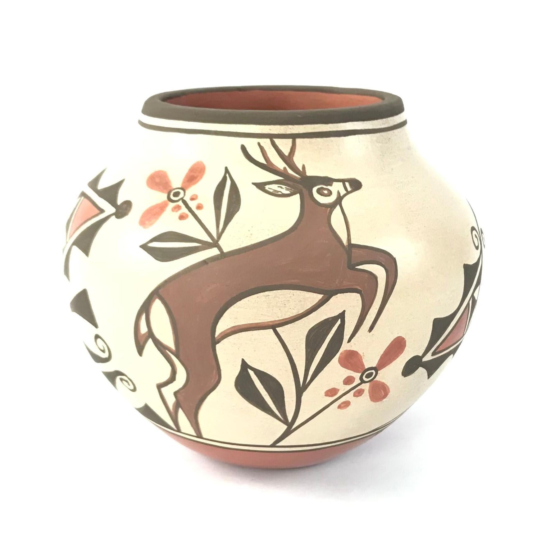 Elizabeth and Marcellus Medina Deer and Butterfly Bowl-Indian Pueblo Store