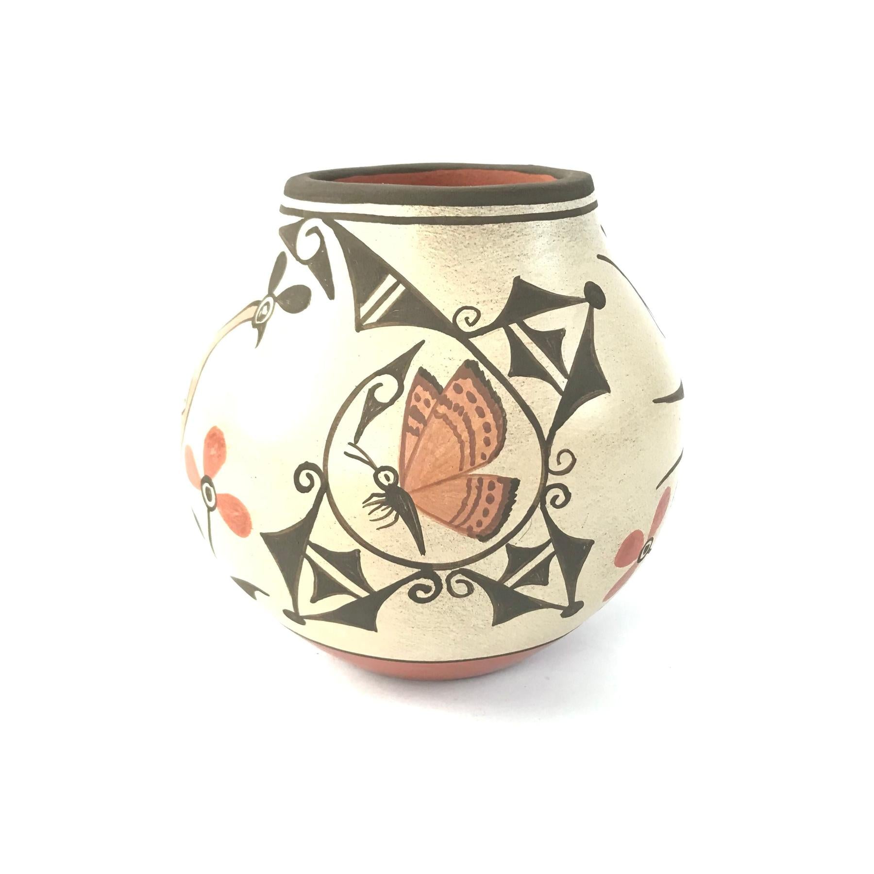 Elizabeth and Marcellus Medina Small Bird and Butterfly Pot-Indian Pueblo Store