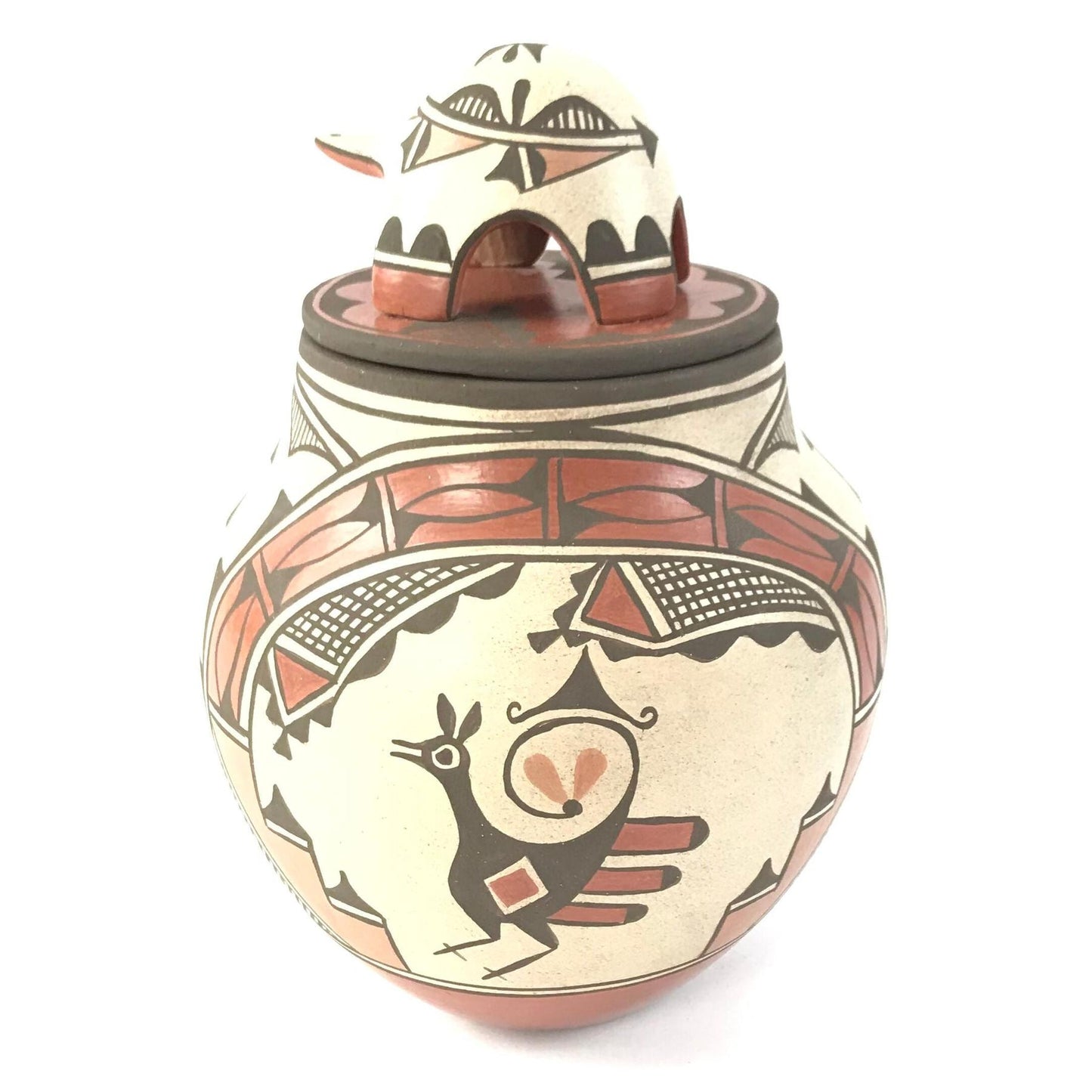 Elizabeth Medina Zia Bird Jar with Turtle Lid-Indian Pueblo Store