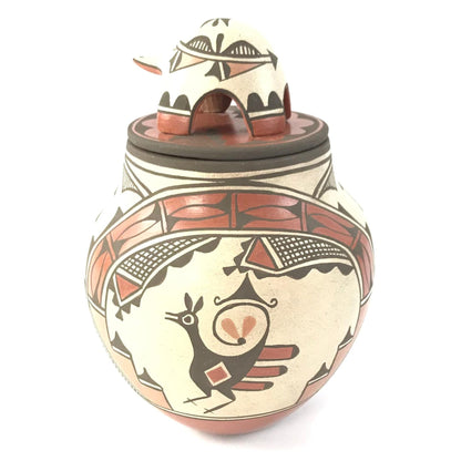 Elizabeth Medina Zia Bird Jar with Turtle Lid-Indian Pueblo Store