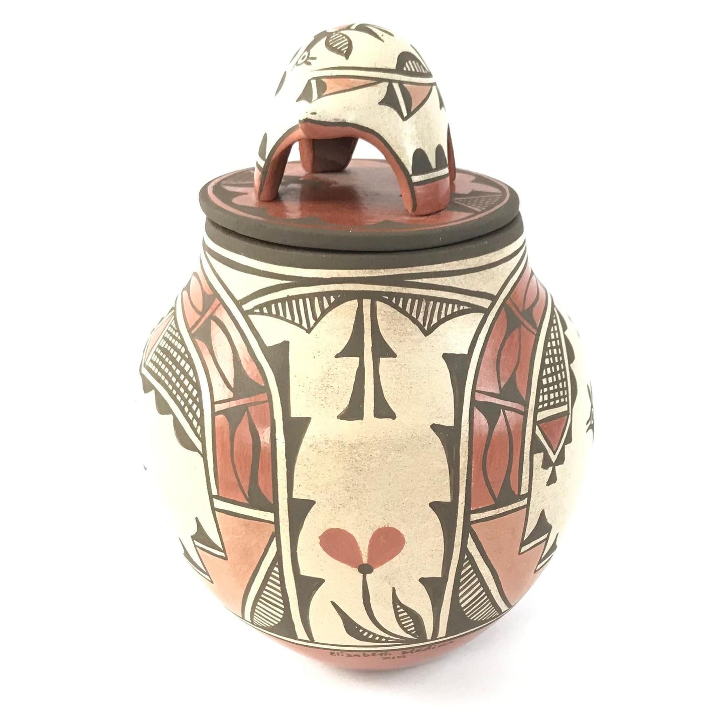 Elizabeth Medina Zia Bird Jar with Turtle Lid-Indian Pueblo Store