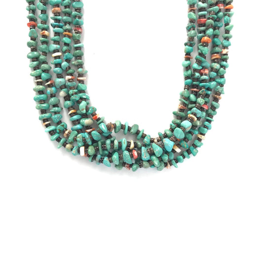 Fannie Garcia Turquoise Multi 5 Strand Heishi Necklace-Indian Pueblo Store