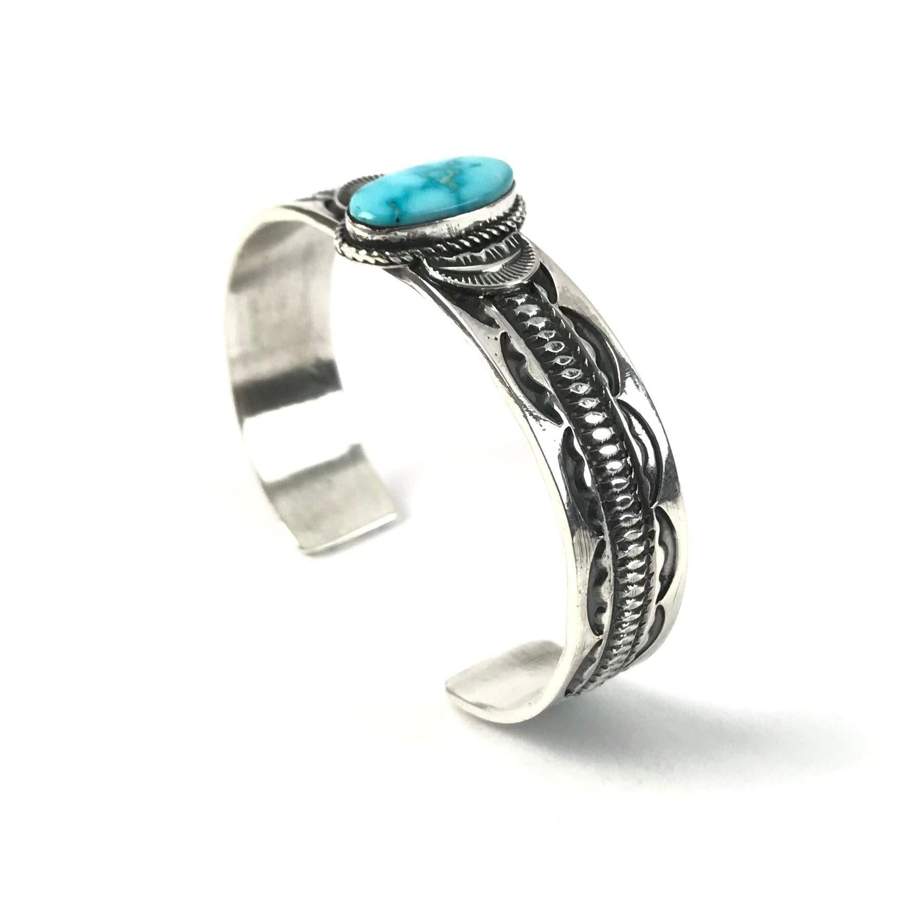 Leonard Maloney Kingman Turquoise Bracelet-Indian Pueblo Store