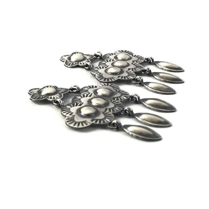 Robert Johnson Chandelier Stamped Earrings-Indian Pueblo Store