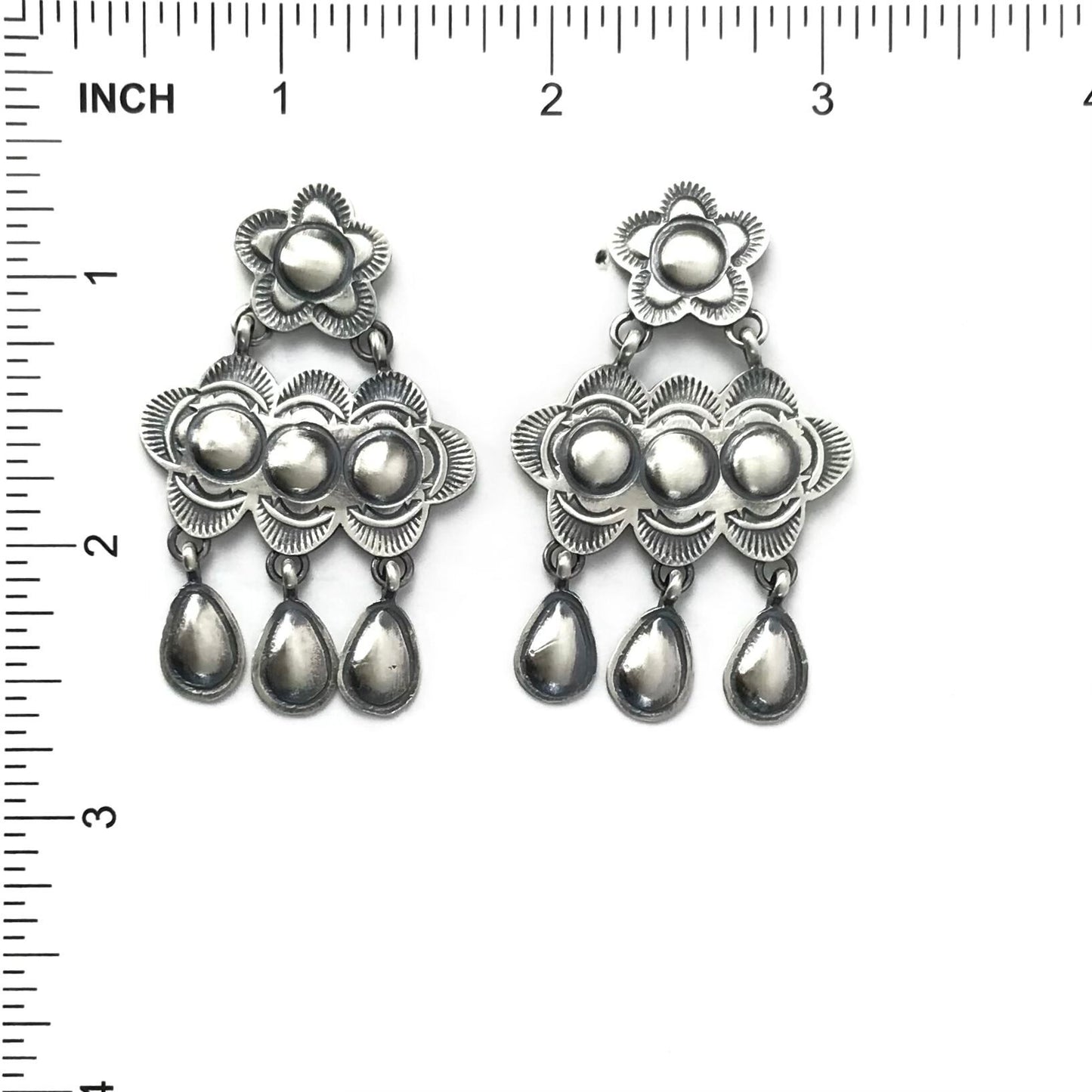 Robert Johnson Chandelier Stamped Earrings-Indian Pueblo Store