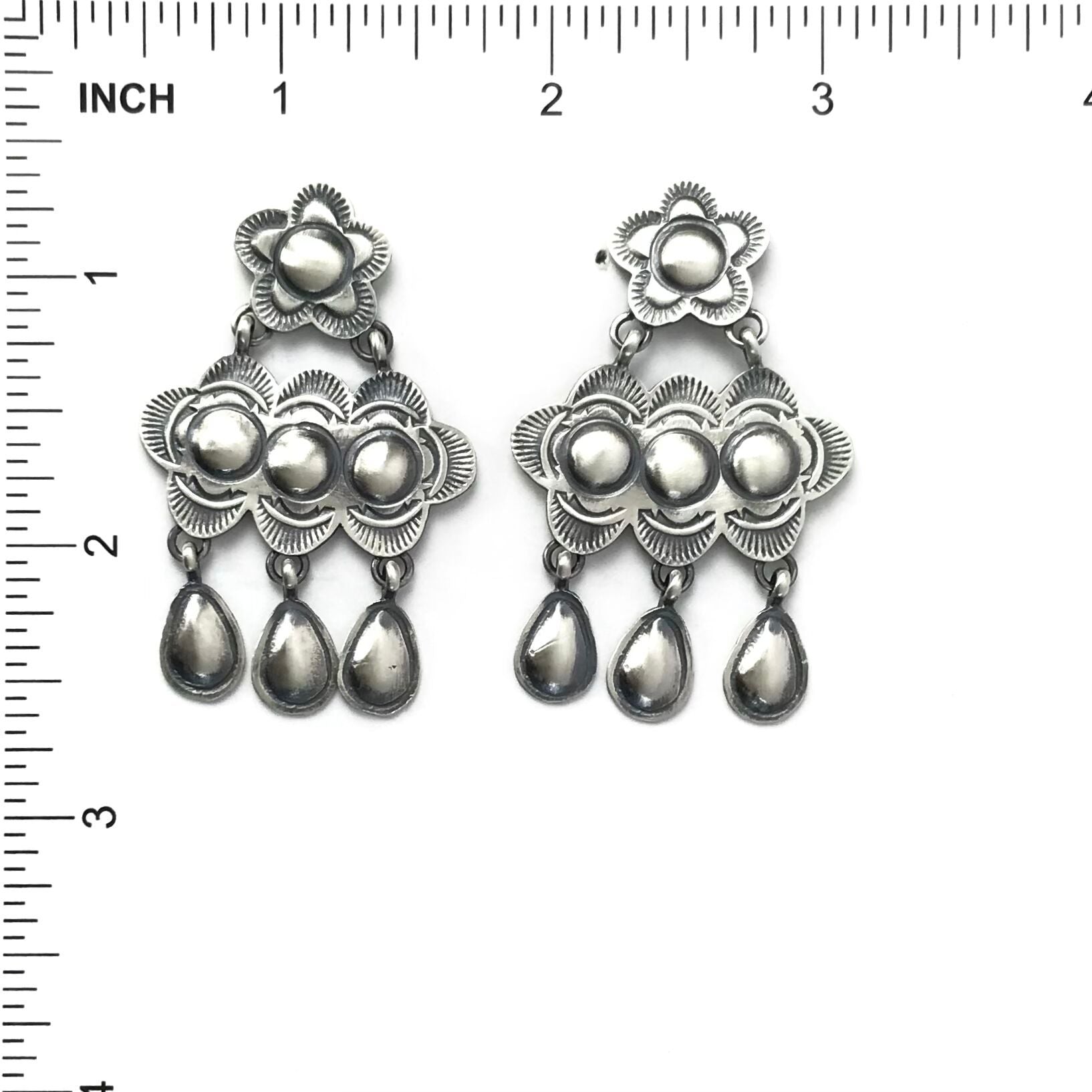 Robert Johnson Chandelier Stamped Earrings-Indian Pueblo Store