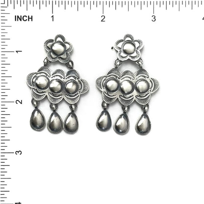 Robert Johnson Chandelier Stamped Earrings-Indian Pueblo Store