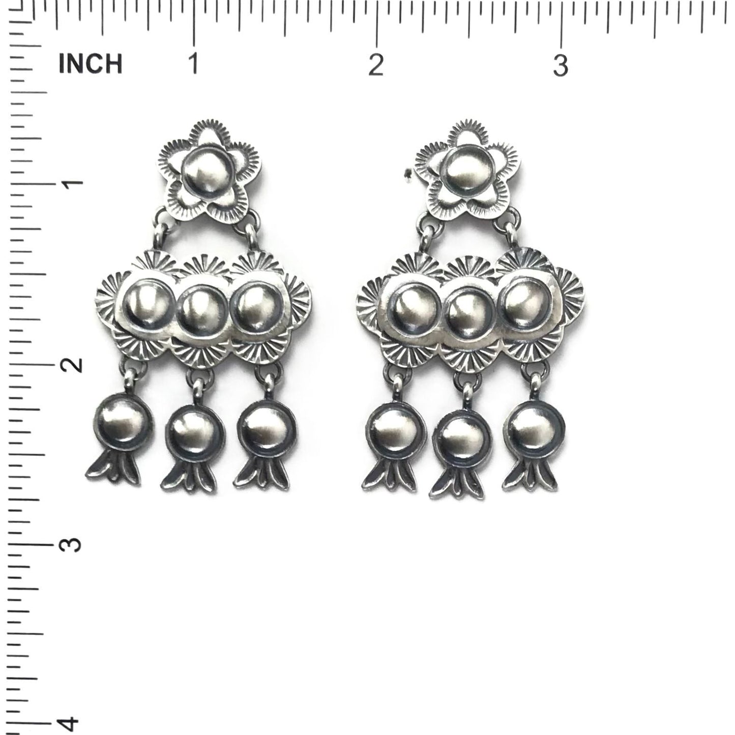 Robert Johnson Chandelier Stamped Earrings-Indian Pueblo Store