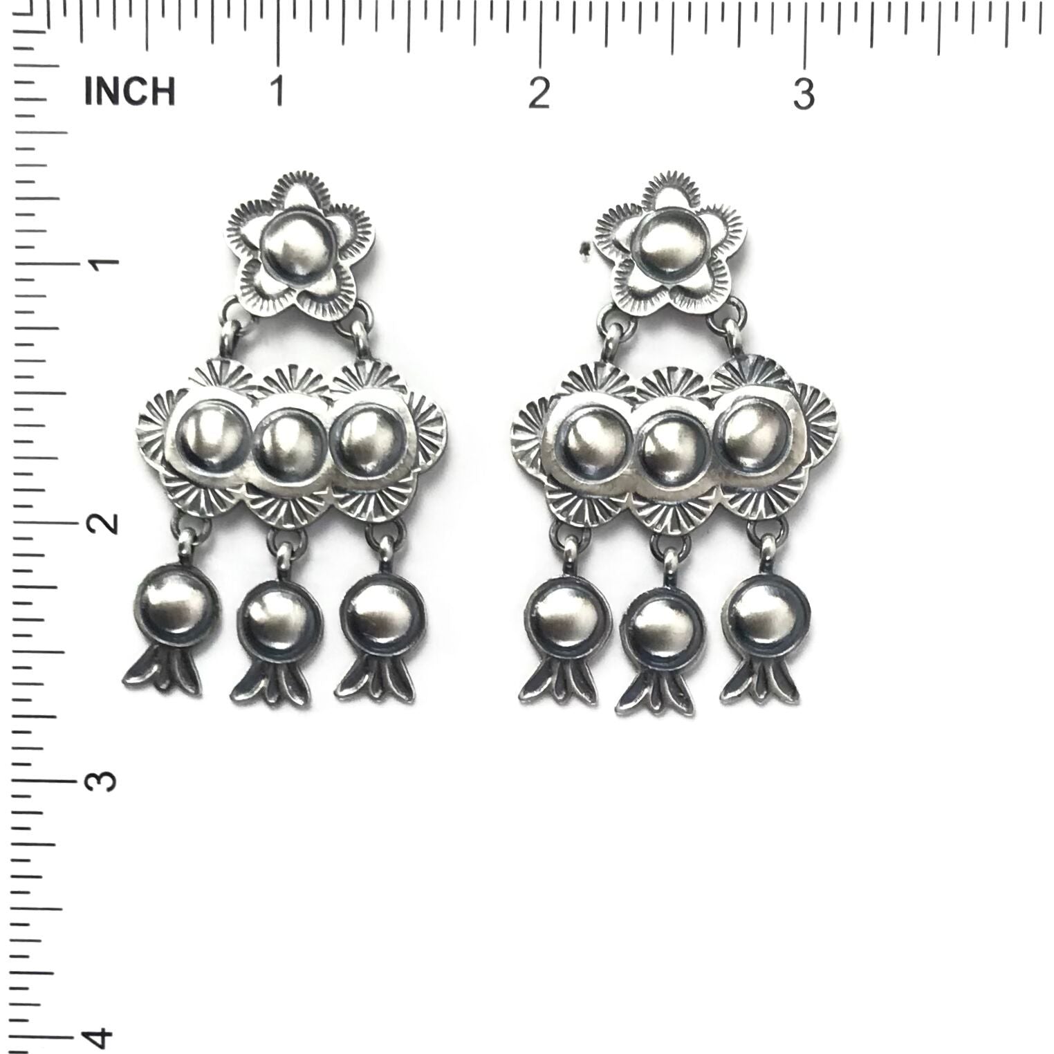 Robert Johnson Chandelier Stamped Earrings-Indian Pueblo Store
