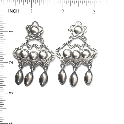 Robert Johnson Chandelier Stamped Earrings-Indian Pueblo Store