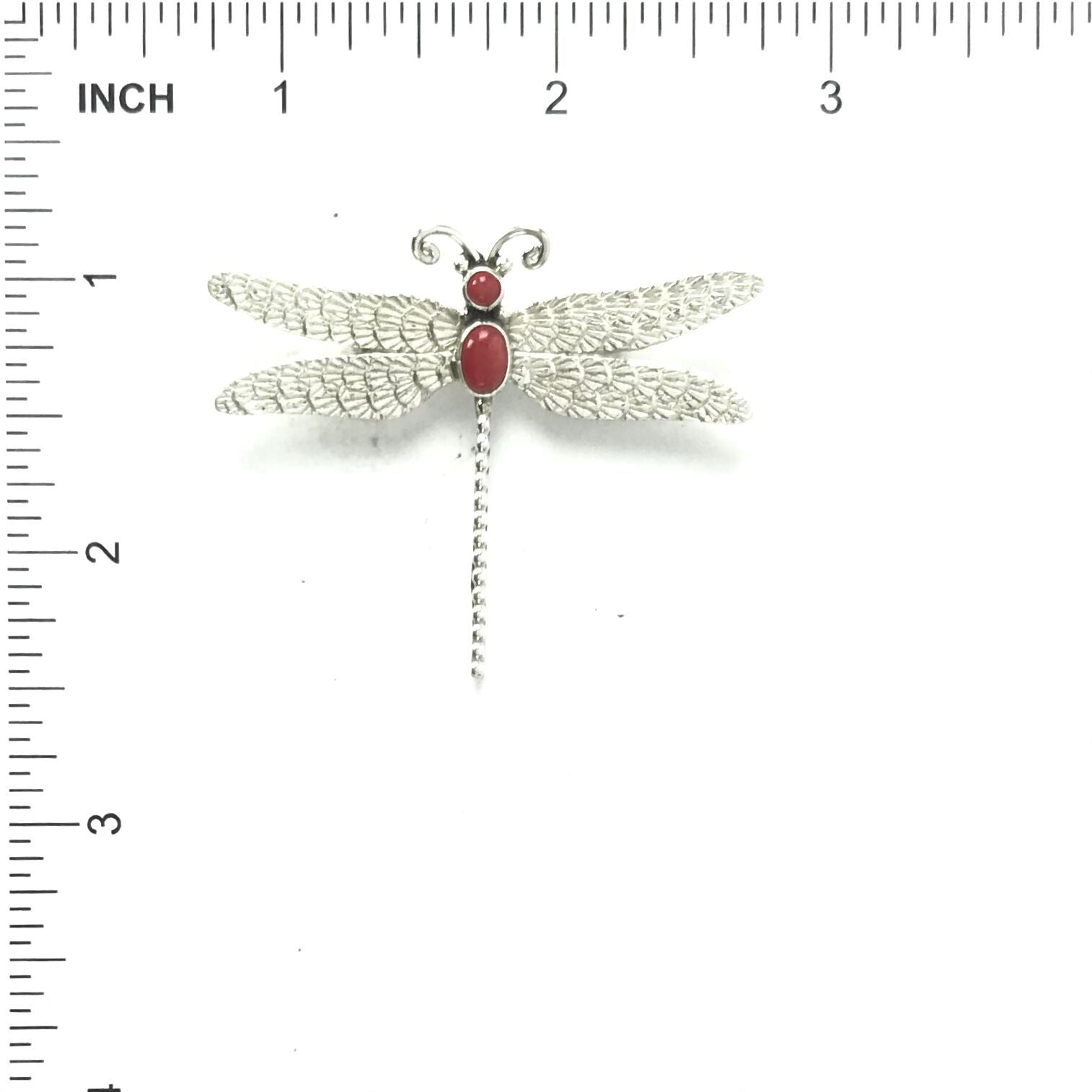 Lee Charley Orange Spiny Oyster Shell Dragonfly Pin-Indian Pueblo Store