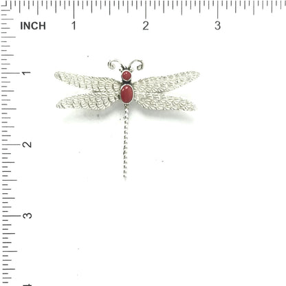 Lee Charley Orange Spiny Oyster Shell Dragonfly Pin-Indian Pueblo Store
