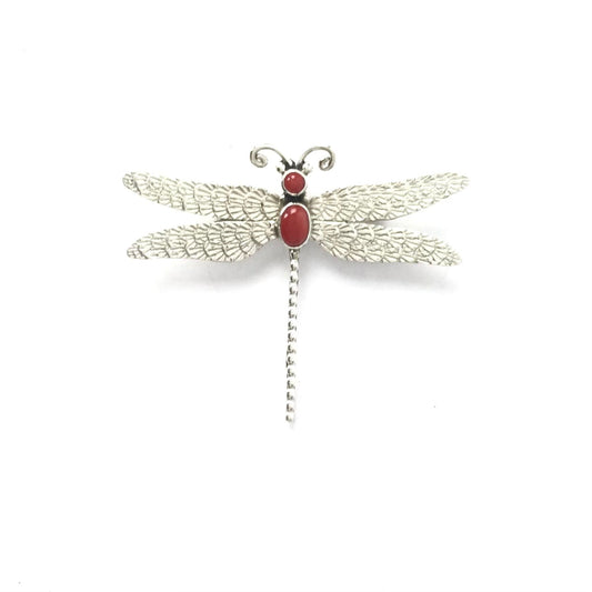 Lee Charley Orange Spiny Oyster Shell Dragonfly Pin-Indian Pueblo Store