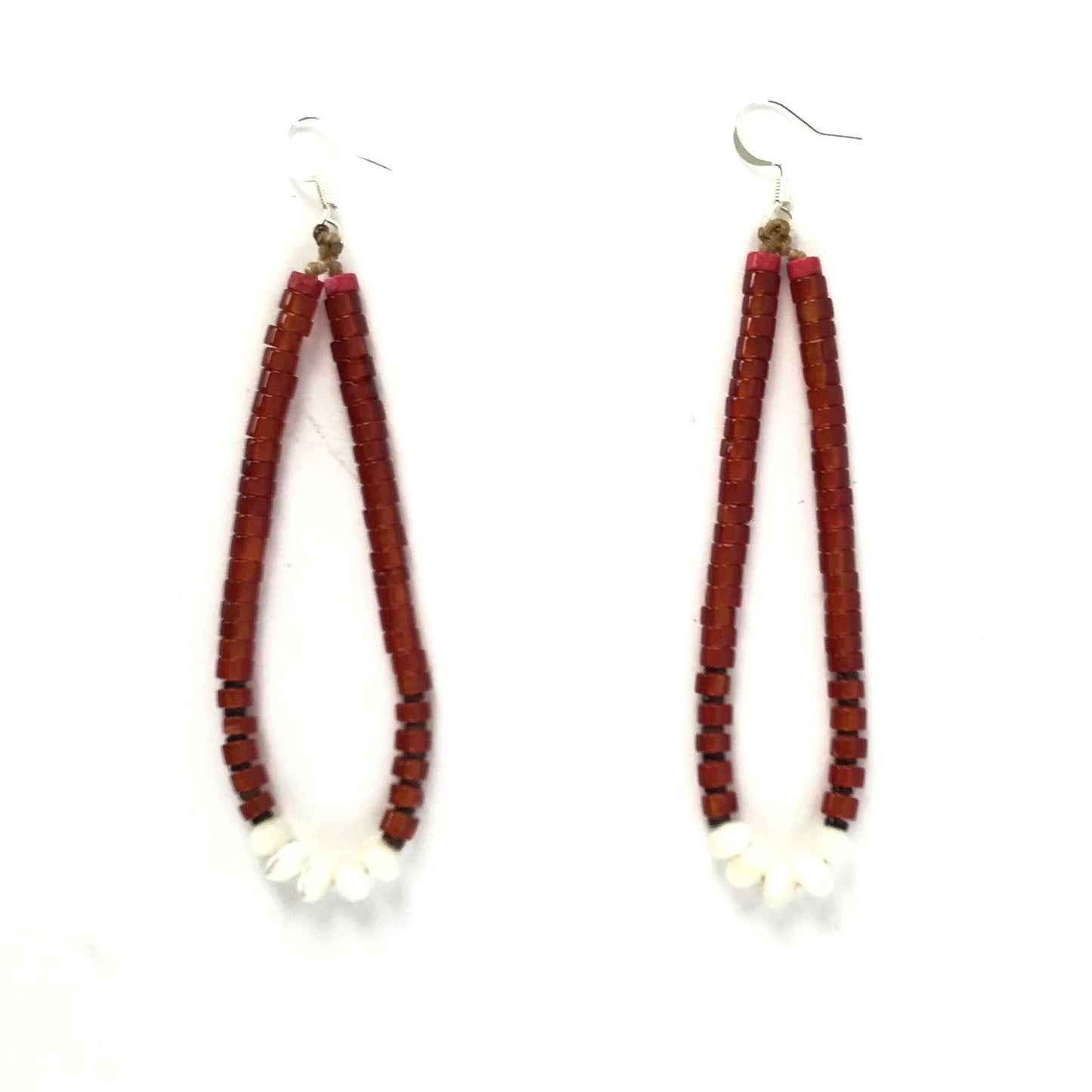 Robert Coriz Carnelian Jacla Heishi Earrings-Indian Pueblo Store