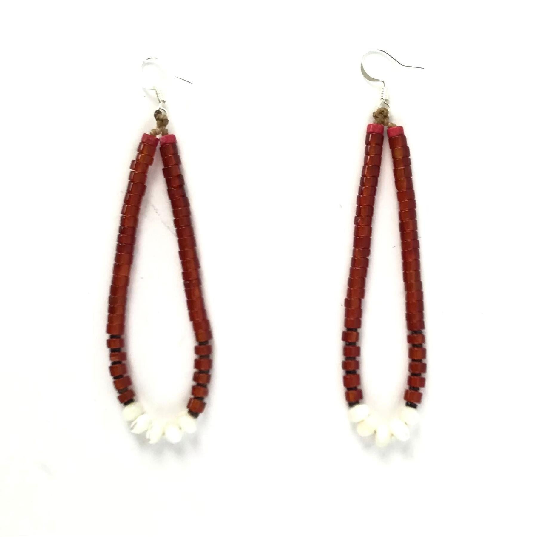Robert Coriz Carnelian Jacla Heishi Earrings-Indian Pueblo Store