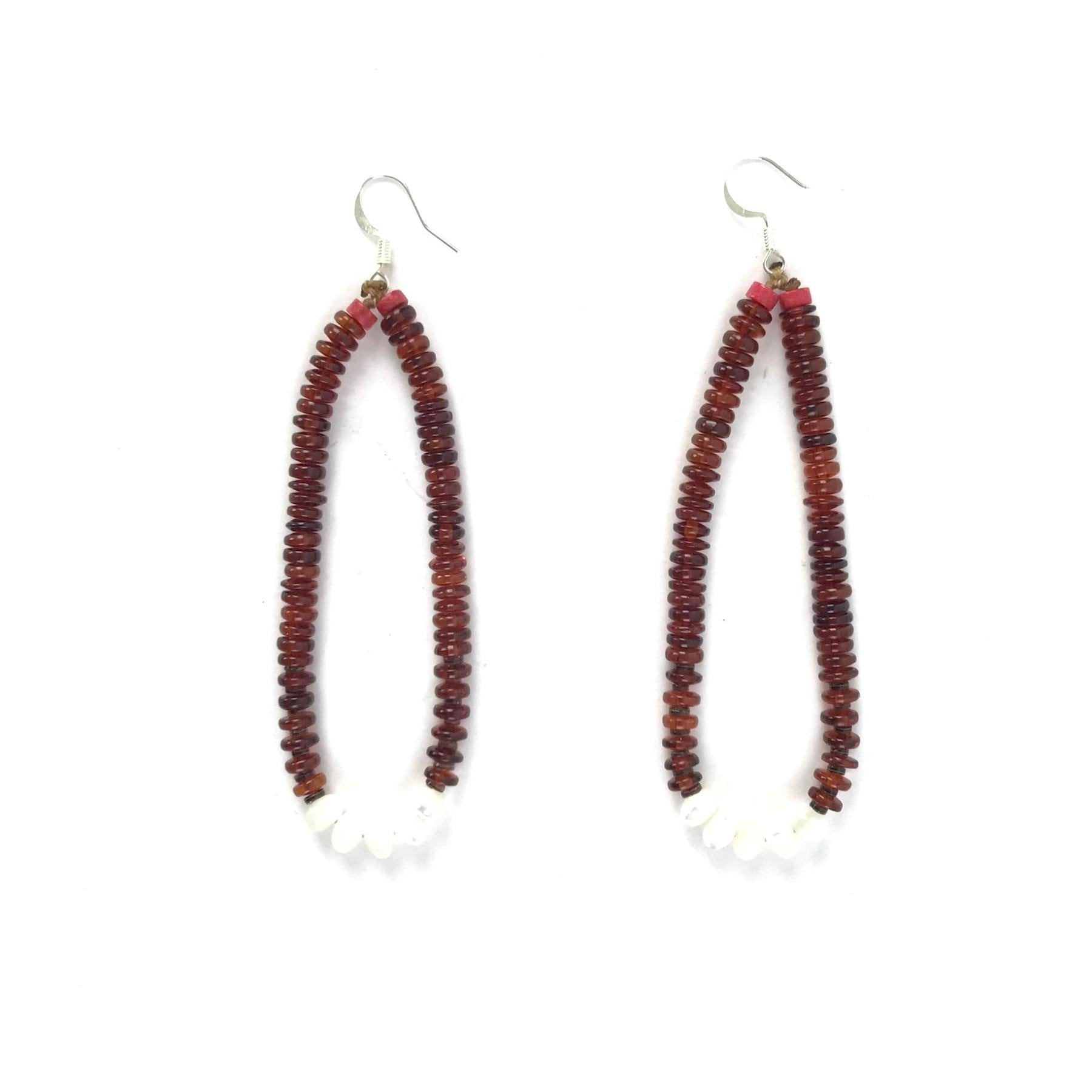 Robert Coriz Amber Jacla Heishi Earrings-Indian Pueblo Store
