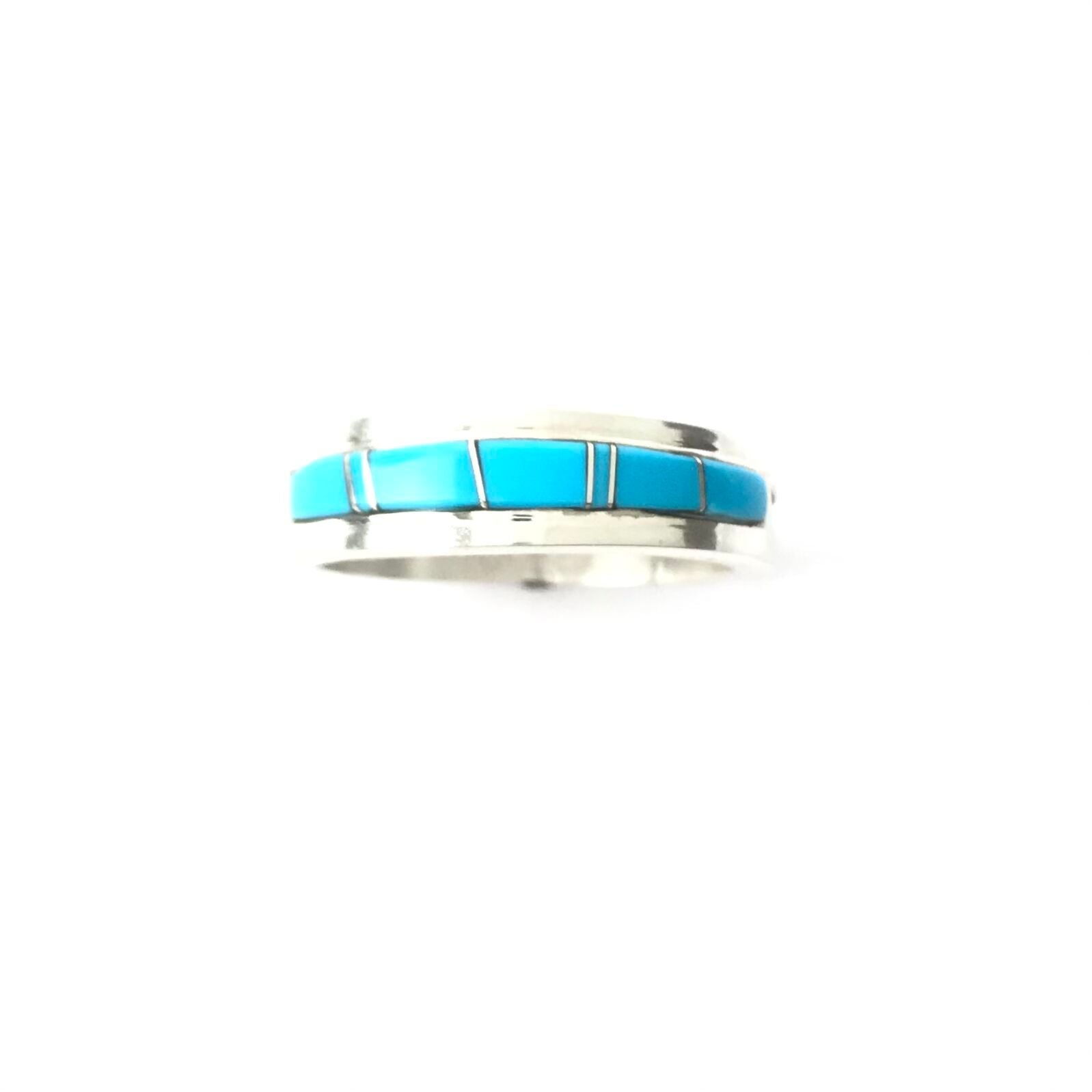 Wilbert Muskett Turquoise Inlay Band Ring-Indian Pueblo Store