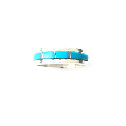 Wilbert Muskett Turquoise Inlay Band Ring-Indian Pueblo Store