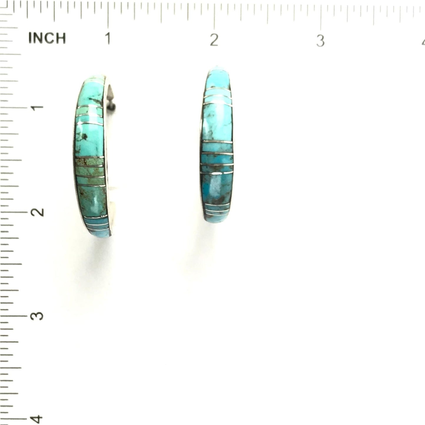 Kerrie Peina Turquoise Inlay Half Hoops-Indian Pueblo Store