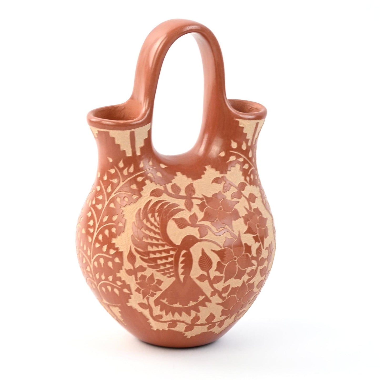 Alvina Yepa Sgraffito Hummingbird Wedding Vase-Indian Pueblo Store