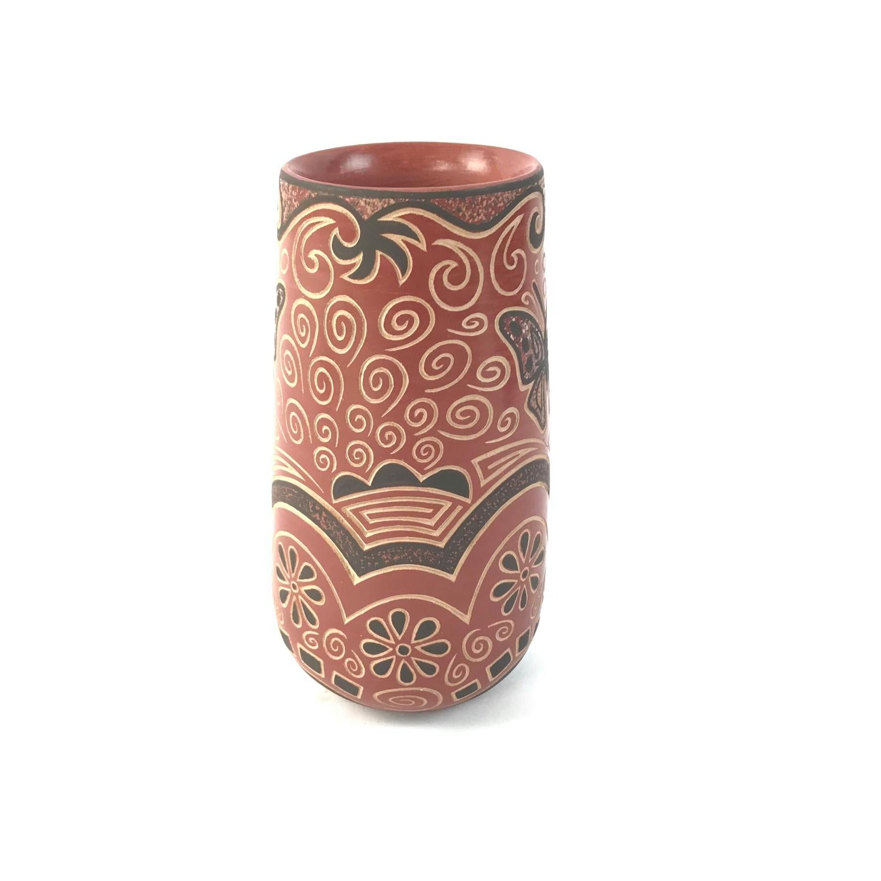 Glendora Fragua Dabs Sgraffito Butterfly Jar-Indian Pueblo Store