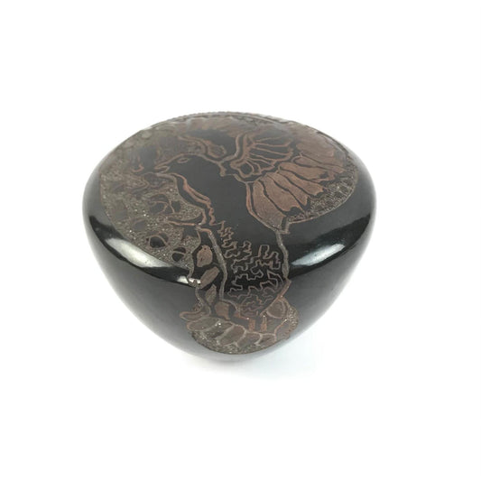 Caroline Elliot Santa Clara Etched Eagle Seed Pot-Indian Pueblo Store