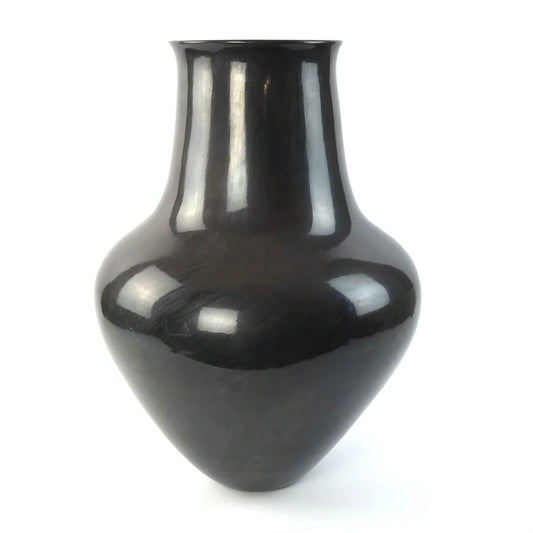 Judy Tafoya Large Black on Black Polished Olla Jar