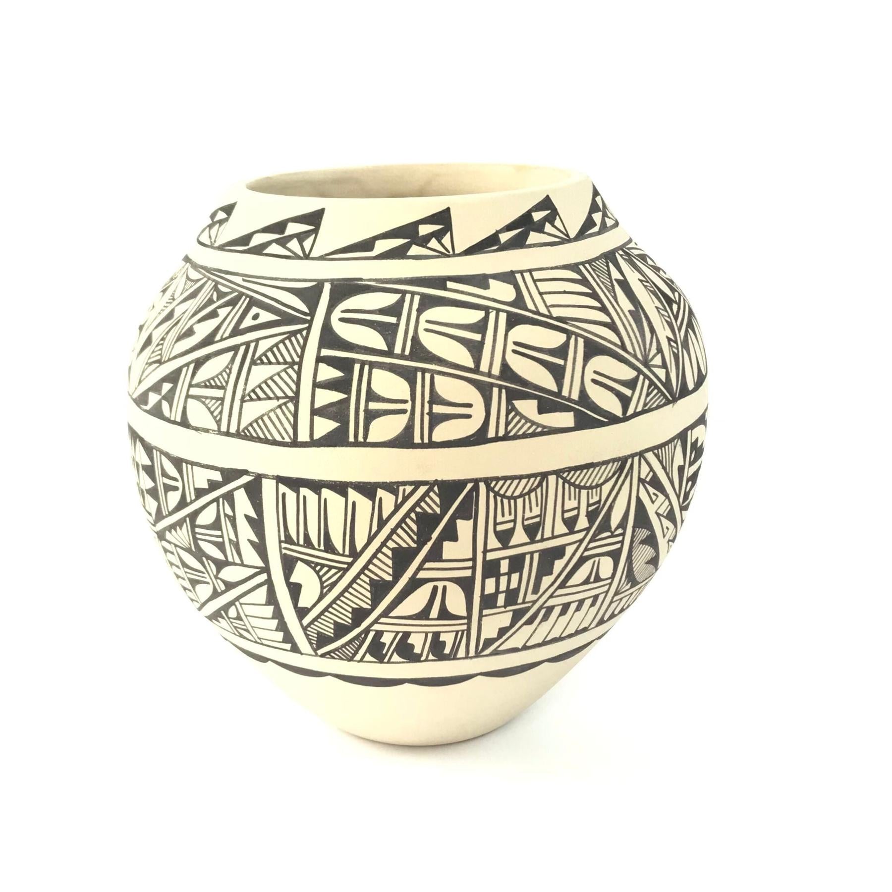 Gabriel Gonzales Holloway Jemez Black and White Bowl-Indian Pueblo Store