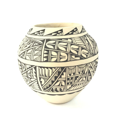 Gabriel Gonzales Holloway Jemez Black and White Bowl-Indian Pueblo Store