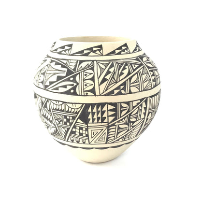 Gabriel Gonzales Holloway Jemez Black and White Bowl-Indian Pueblo Store