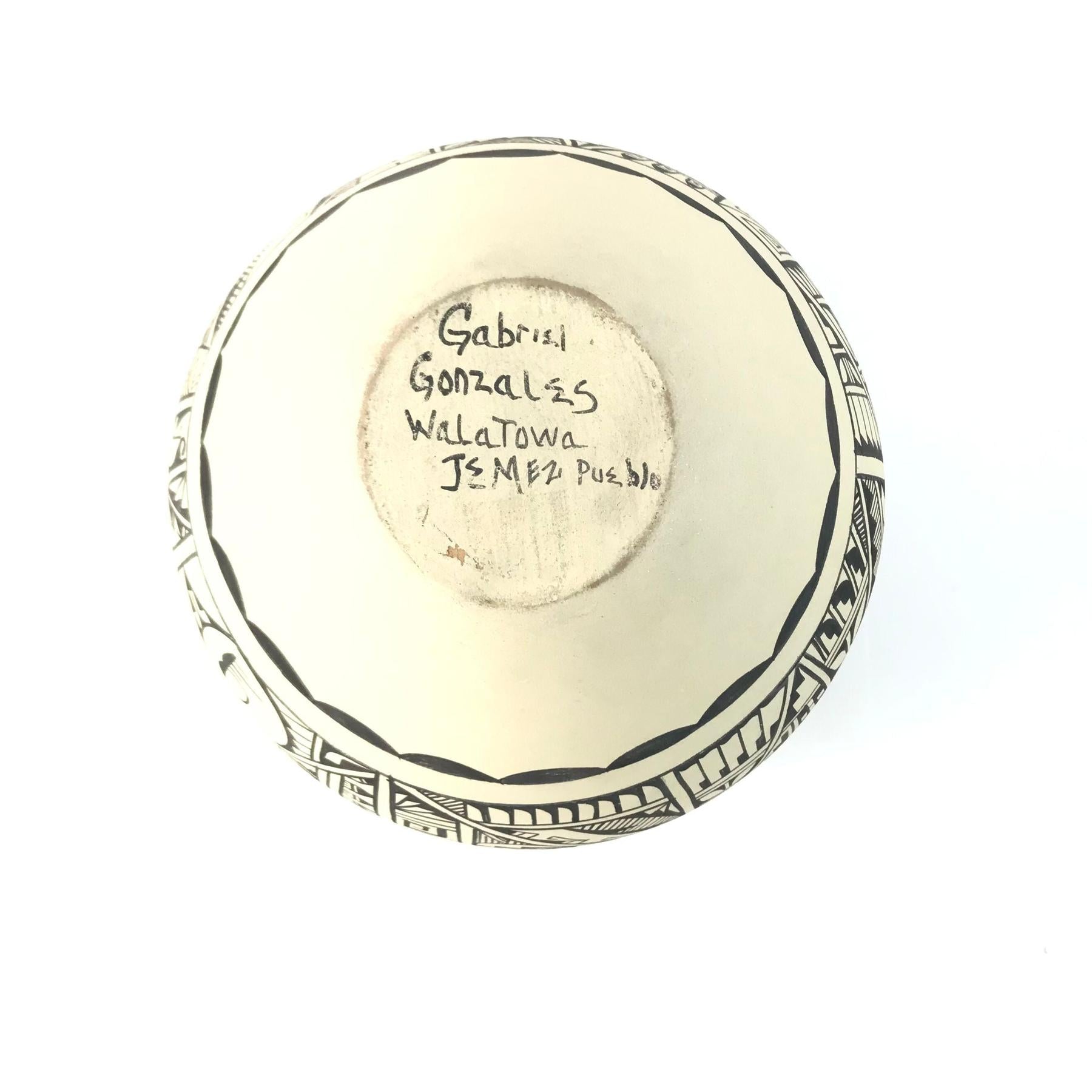 Gabriel Gonzales Holloway Jemez Black and White Bowl-Indian Pueblo Store