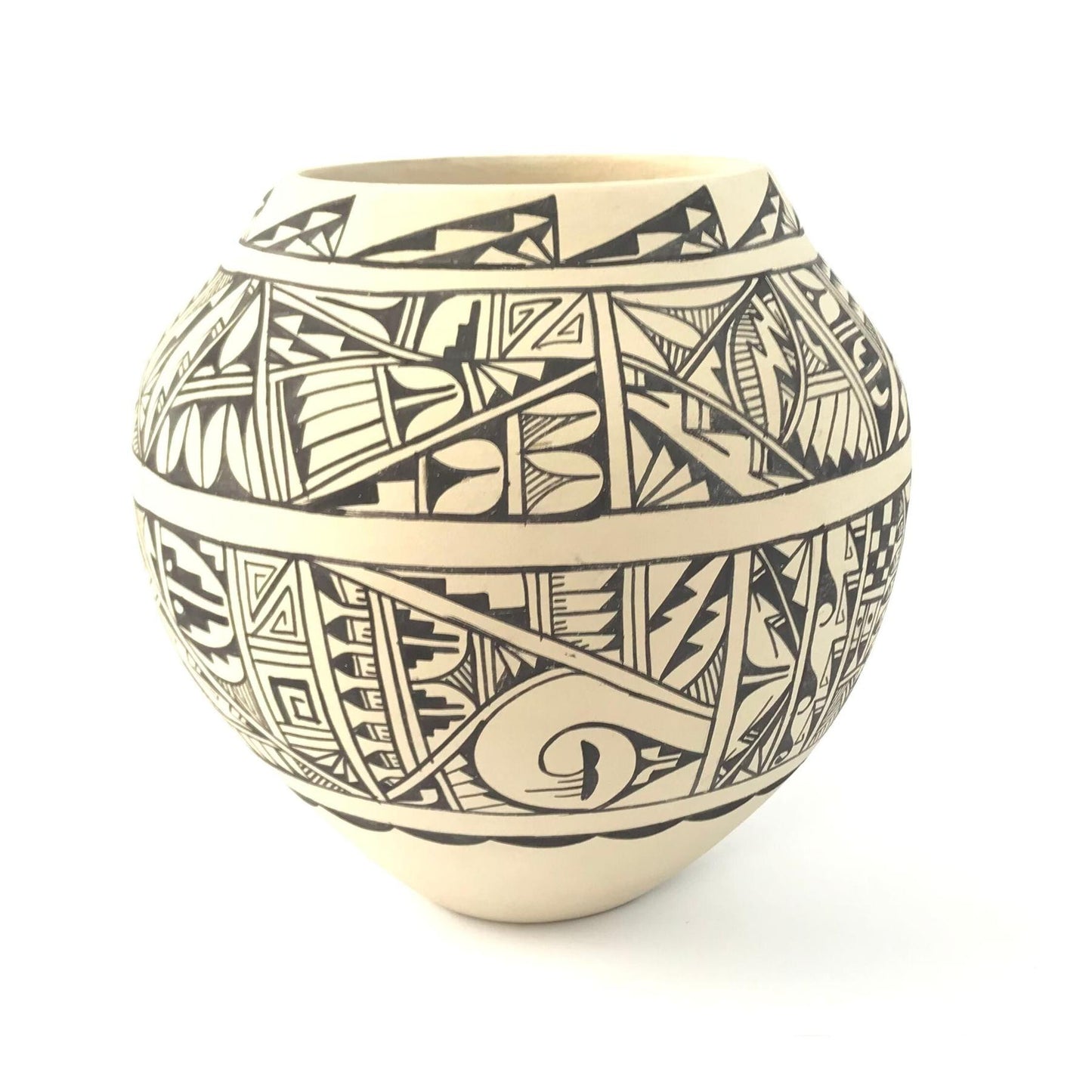 Gabriel Gonzales Holloway Jemez Black and White Bowl-Indian Pueblo Store