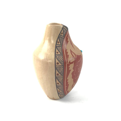 Helen Tafoya Jemez Sgraffito Hummingbird Vase-Indian Pueblo Store
