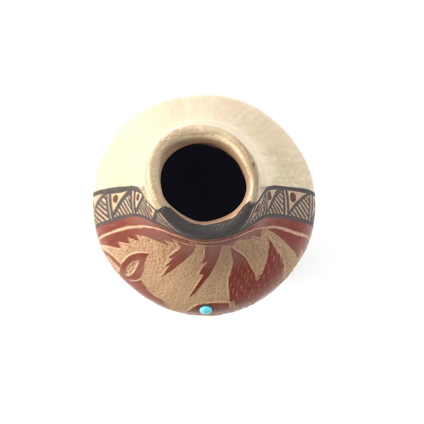 Helen Tafoya Jemez Sgraffito Hummingbird Vase-Indian Pueblo Store