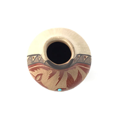 Helen Tafoya Jemez Sgraffito Hummingbird Vase-Indian Pueblo Store