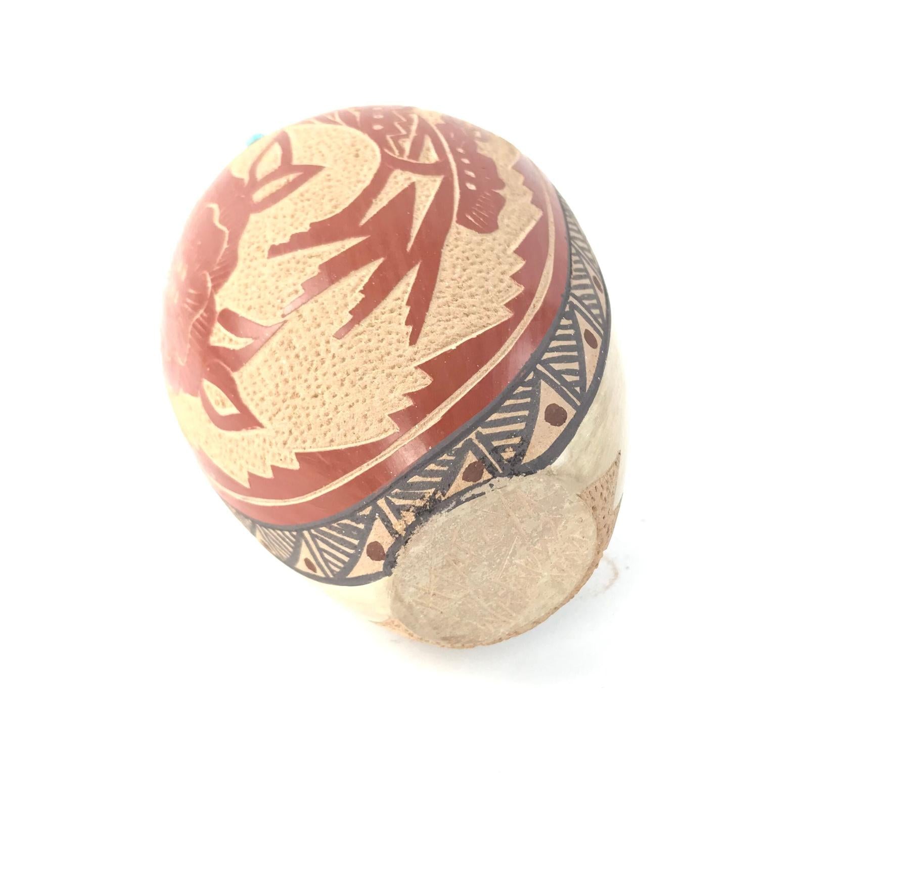 Helen Tafoya Jemez Sgraffito Hummingbird Vase-Indian Pueblo Store