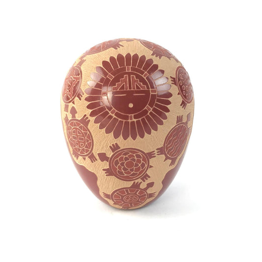 Debra Duwyenie Sgraffito Turtle and Sunface Seed Pot-Indian Pueblo Store