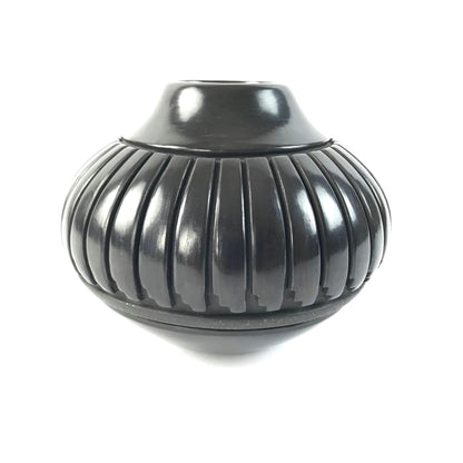 Linda Tafoya Sanchez Carved Black on Black Jar-Indian Pueblo Store