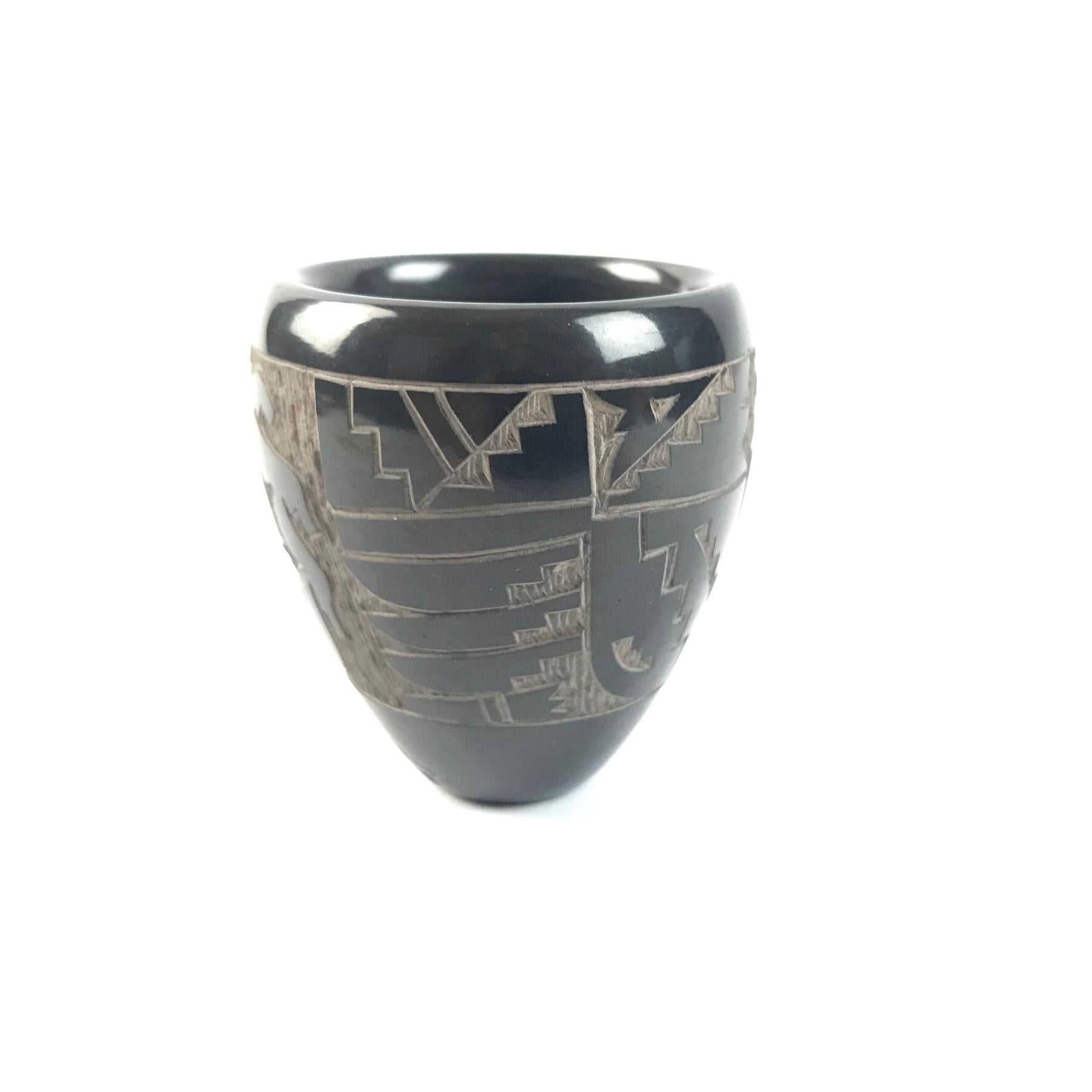 Monica Naranjo Santa Clara Miniature Avanyu Bowl-Indian Pueblo Store