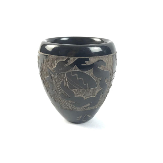 Monica Naranjo Santa Clara Miniature Avanyu Bowl-Indian Pueblo Store