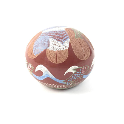 Gregory Lonewolf Santa Clara Etched Belted Kingfisher Seed Pot-Indian Pueblo Store