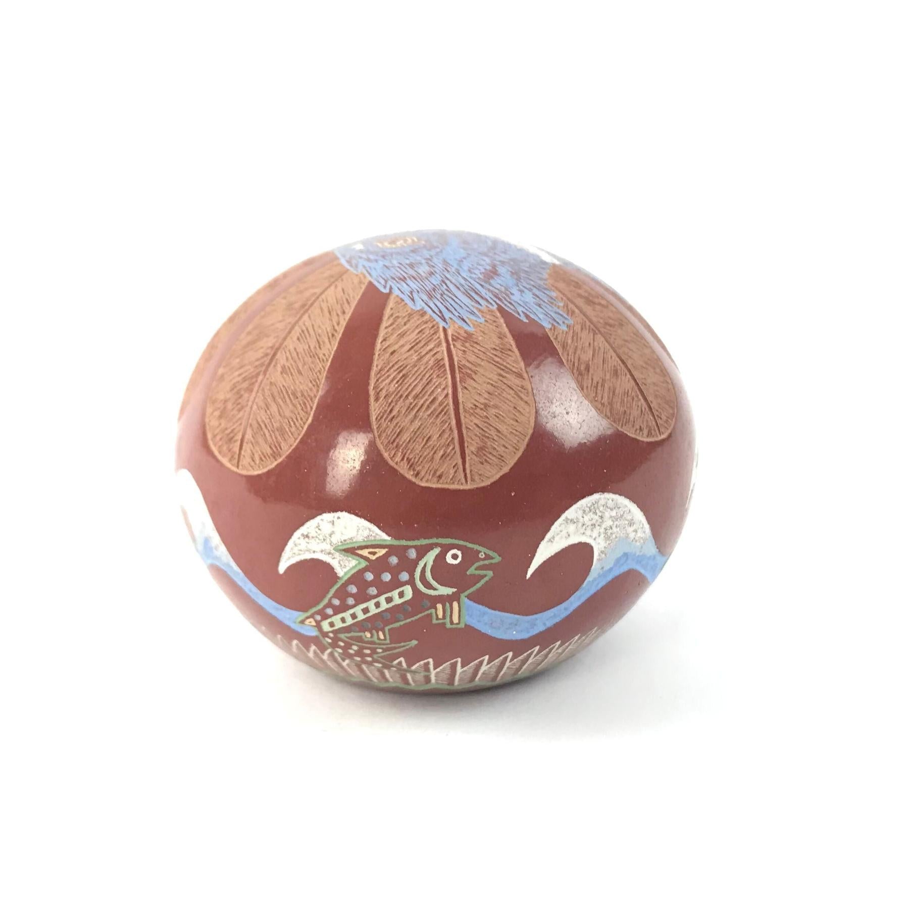Gregory Lonewolf Santa Clara Etched Belted Kingfisher Seed Pot-Indian Pueblo Store