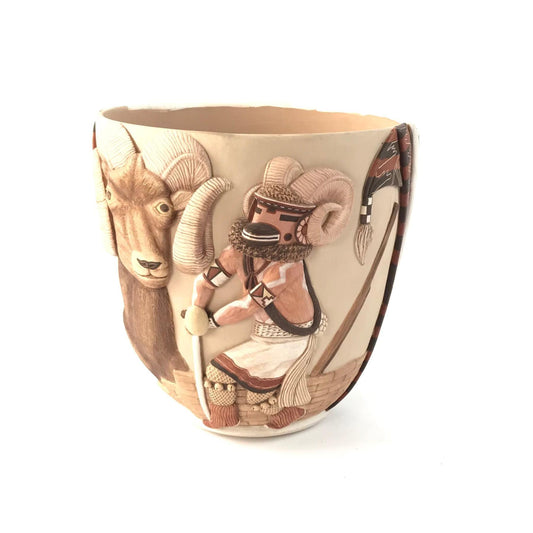 Harrison Jim Hopi Style Carved Ram Bowl-Indian Pueblo Store