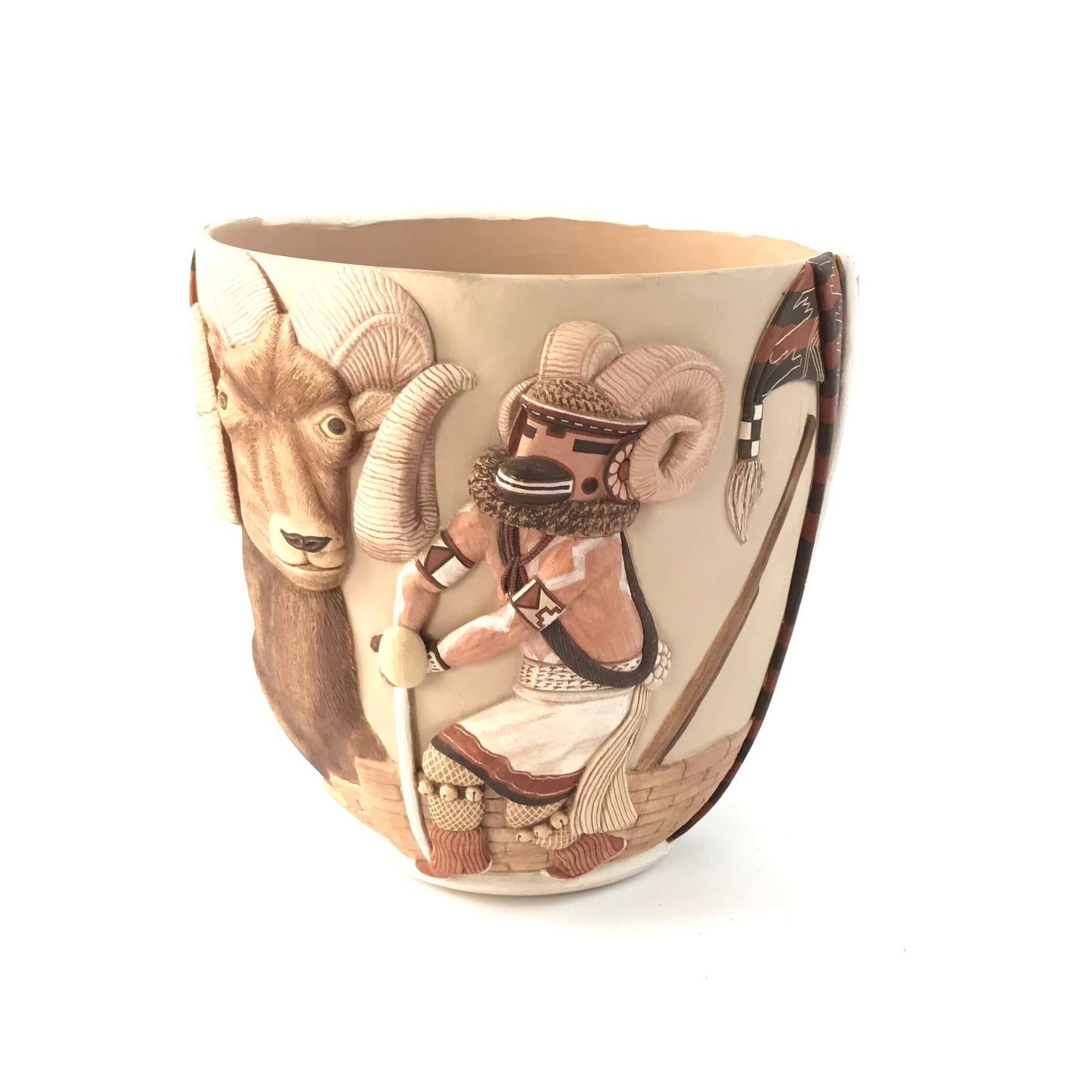 Harrison Jim Hopi Style Carved Ram Bowl